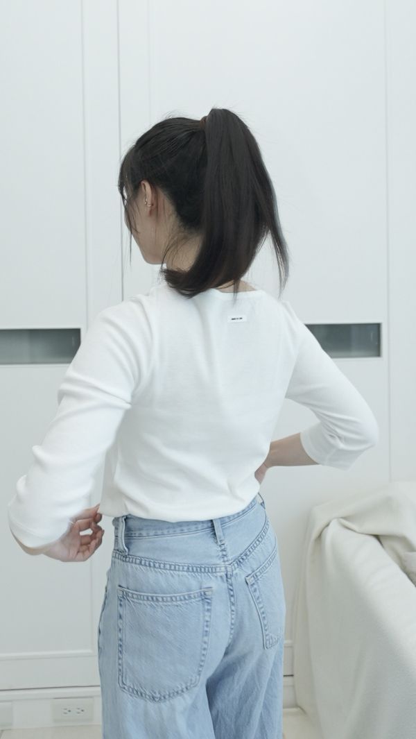 (現貨)韓國製-絲光酵素洗柔軟純棉上衣（白） 