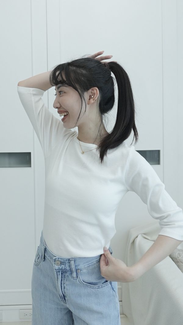 (現貨)韓國製-絲光酵素洗柔軟純棉上衣（白） 