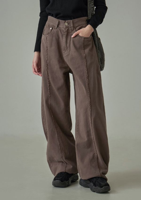 水洗做舊斜紋長褲 