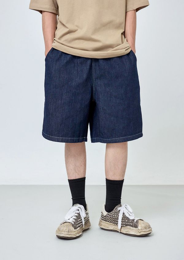 寬版五分牛仔短褲 