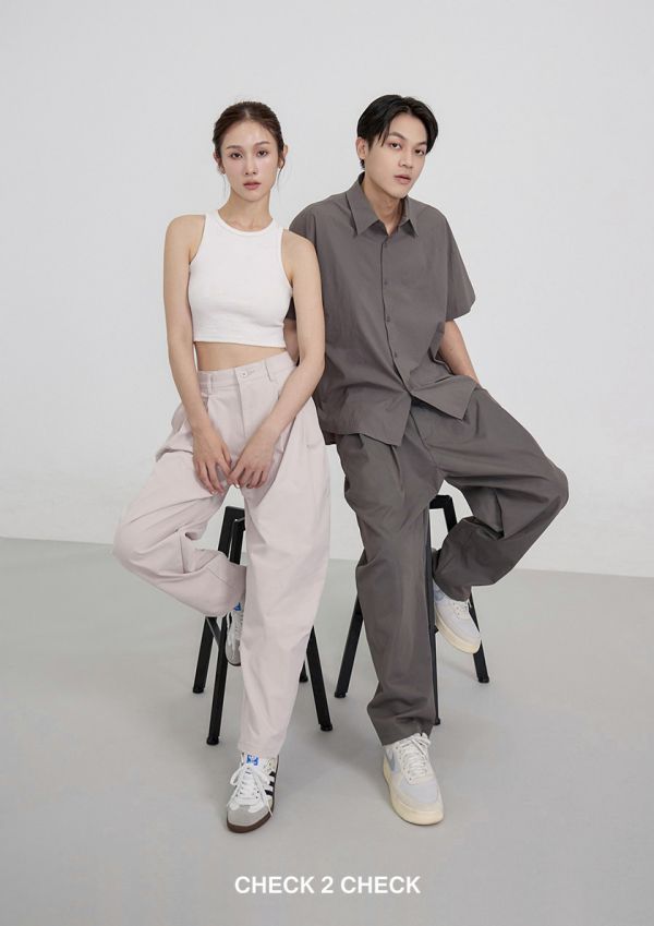 立體斜紋畫家褲 