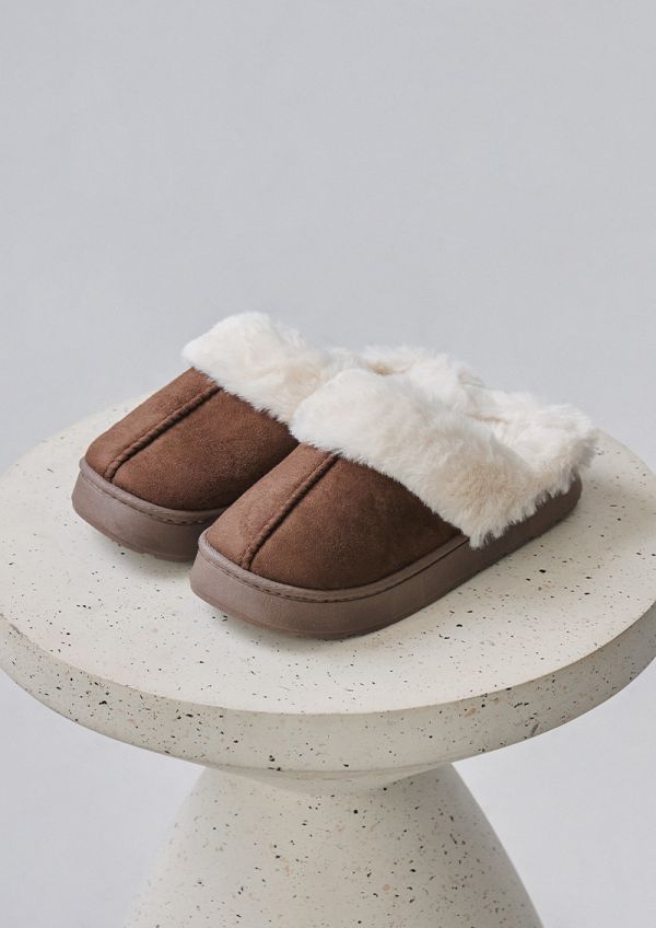 雪絨厚底毛毛拖鞋 