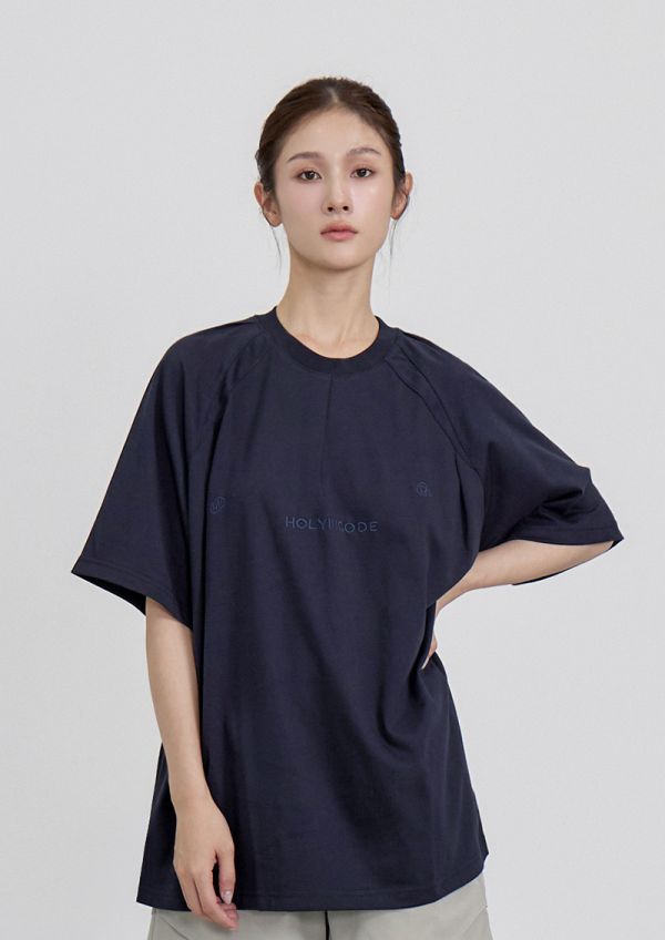 裁片分割刺繡短T 