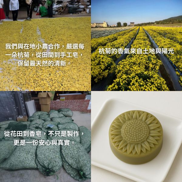 銅鑼杭菊手工皂 杭菊手工皂, 杭菊香皂, 天然草本香皂, 苗栗杭菊, 契作杭菊, 草本手工皂, 舒緩肌膚, 無香精香皂, 植物油冷製皂, 適合敏感肌的香皂,