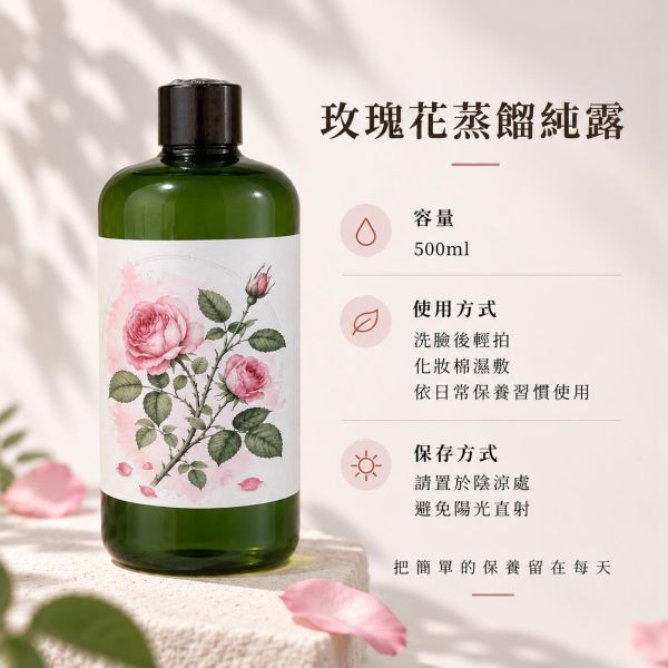 玫瑰花純露｜草本蒸餾原液 玫瑰純露, 玫瑰花純露, 玫瑰花水, 玫瑰水, 純露, 玫瑰化妝水, 天然純露, 植物純露, 蒸餾純露, 玫瑰蒸餾水, 濕敷, 化妝水, 臉部保養, 日常保養, 保濕水, 500ml純露, 自然皂手作坊, 苗栗手作, 純露推薦, 玫瑰純露推薦
