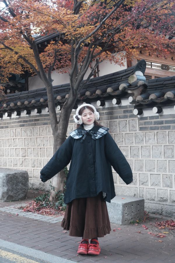 花邊燈芯絨長裙 