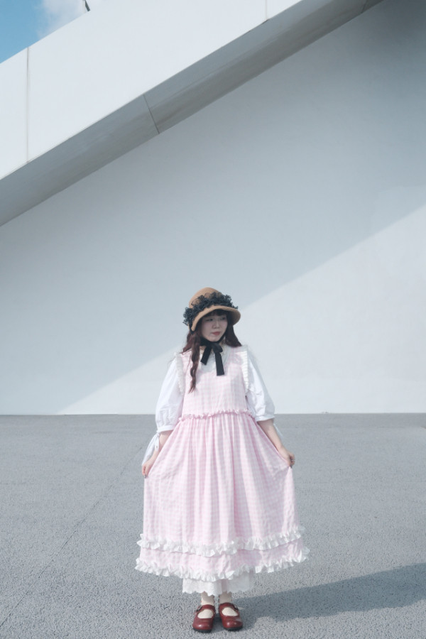 ⋆⑅˚₊晨曦少女格紋波波洋裝 