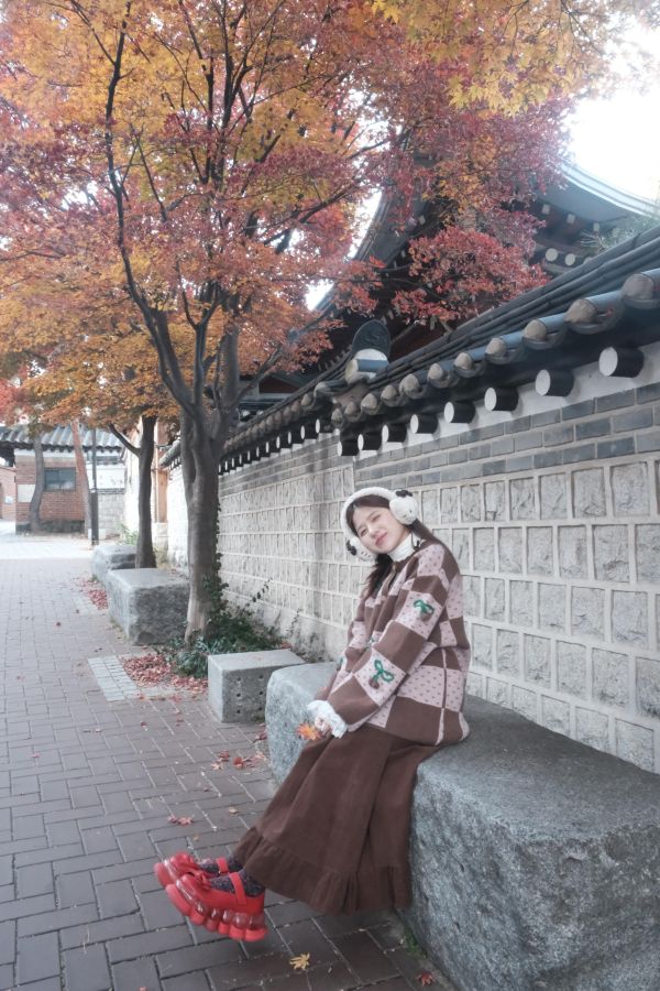 花邊燈芯絨長裙 