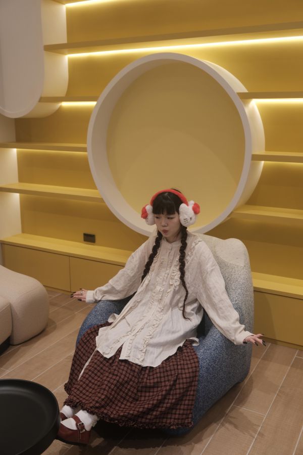 午後奶茶花邊長衫 