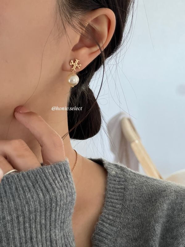 Tory Burch 吊墜十字珍珠耳環 針式耳環 