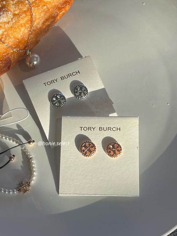 Tory Burch 圓型簍空耳環 針式耳環 