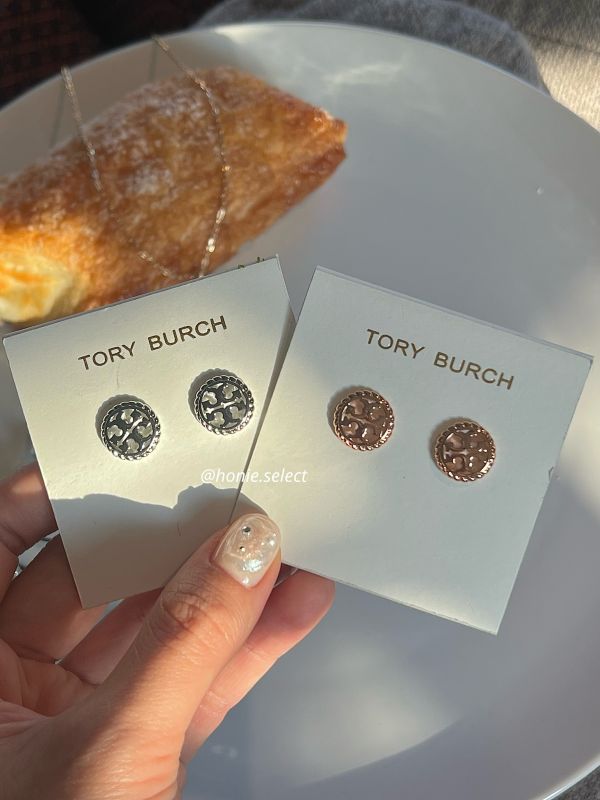 Tory Burch 圓型簍空耳環 針式耳環 