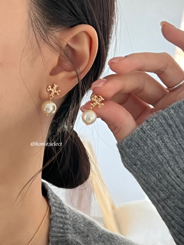 Tory Burch 吊墜十字珍珠耳環 針式耳環 
