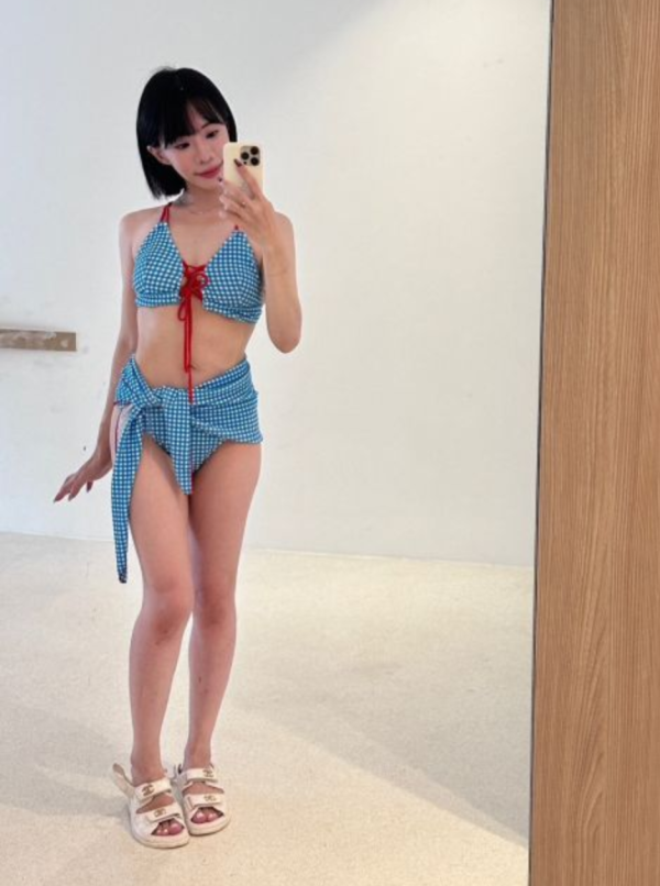 Blue chic ｜可愛格紋比基尼三件套 