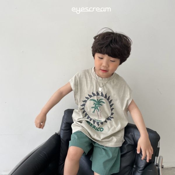 太陽椰子樹蓋袖上衣 韓國童裝,質感童裝,童裝推薦,韓系風格,男女童裝,韓風穿搭,韓國代購,韓國空運,親子穿搭