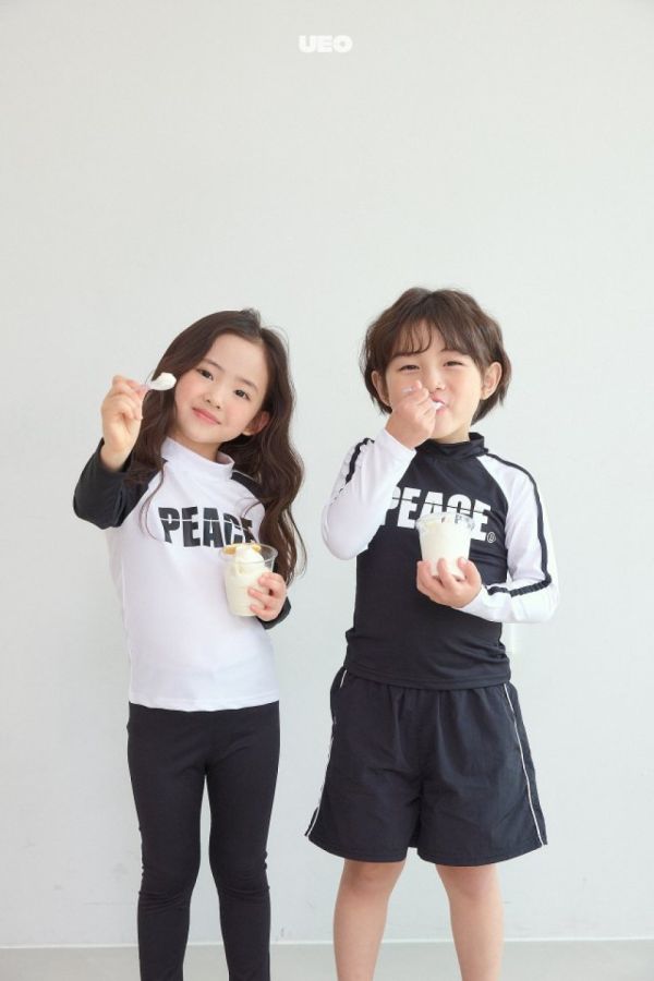 PEACE拼接長袖泳衣水母衣 韓國童裝,夏日必備,兒童泳衣,防曬泳衣,防曬水母衣
