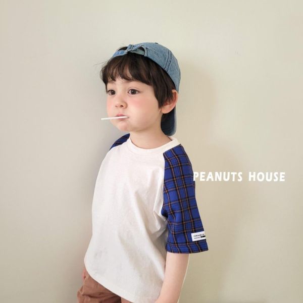 拼接格紋短袖上衣 韓國童裝,男童夏裝,中性童裝,童裝推薦,2026夏季童裝,男童穿搭,韓系童裝,中性穿搭,韓國代購