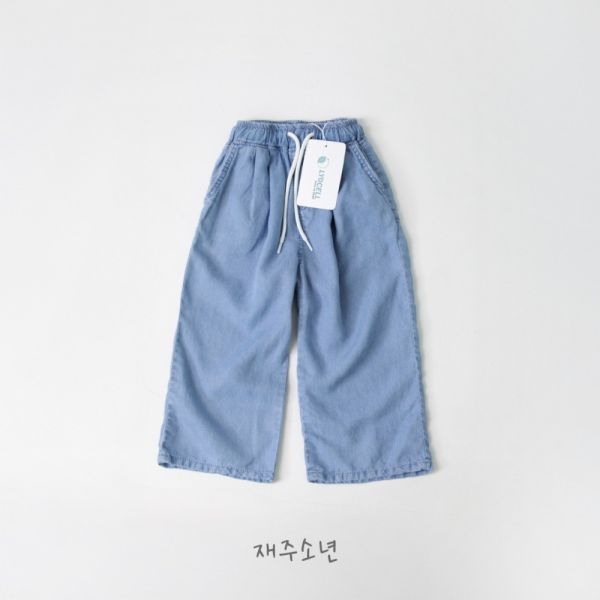 舒適涼感綁繩軟牛仔長褲 韓國童裝,質感童裝,童裝推薦,韓系風格,男女童裝,韓風穿搭,韓國代購,韓國空運