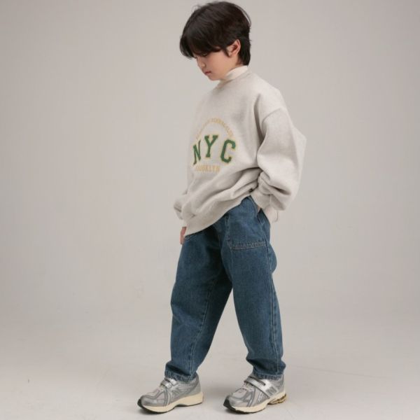 百搭基礎款磨毛牛仔長褲 