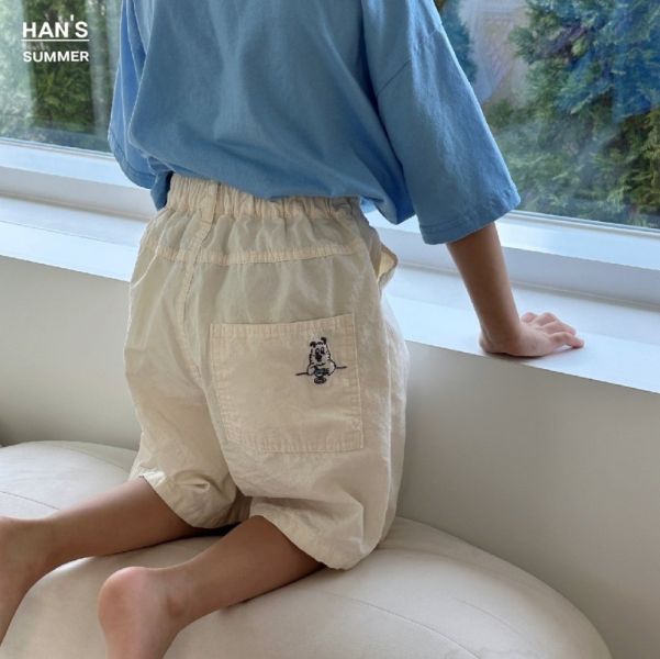 口袋狗狗刺繡五分短褲 韓國童裝,質感童裝,童裝推薦,韓系風格,男女童裝,韓風穿搭,韓國代購,韓國空運