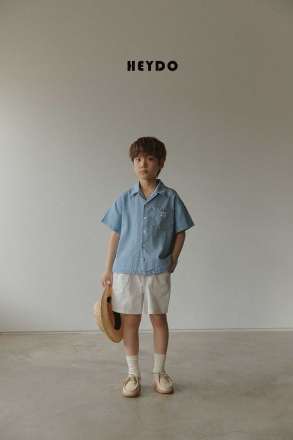 小布標牛仔風襯衫 韓國童裝,質感童裝,童裝推薦,韓系風格,男女童裝,韓風穿搭,韓國代購,韓國空運