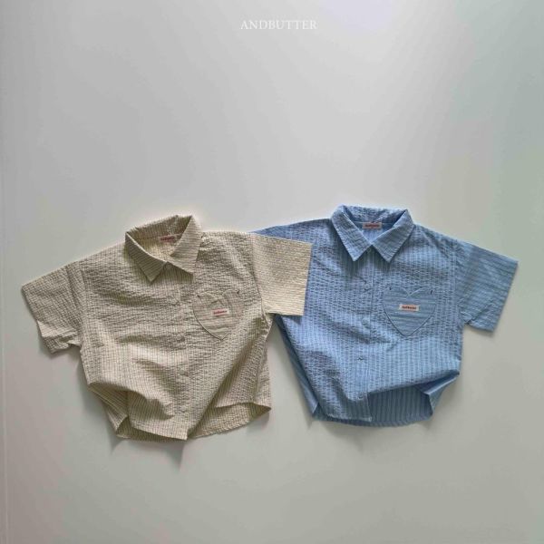 愛心口袋直紋翻領短袖襯衫 韓國童裝,男童夏裝,中性童裝,童裝推薦,2026夏季童裝,男童穿搭,韓系童裝,中性穿搭,韓國代購