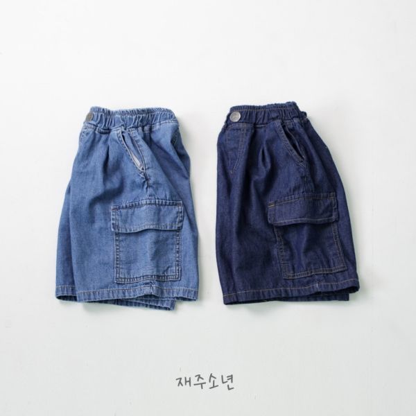 工裝風大口袋牛仔六分短褲 韓國童裝,質感童裝,童裝推薦,韓系風格,男女童裝,韓風穿搭,韓國代購,韓國空運