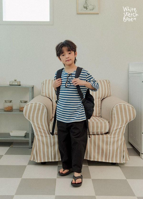 船領條紋七分短袖上衣 韓國童裝,男童夏裝,中性童裝,童裝推薦,2026夏季童裝,男童穿搭,韓系童裝,中性穿搭,韓國代購