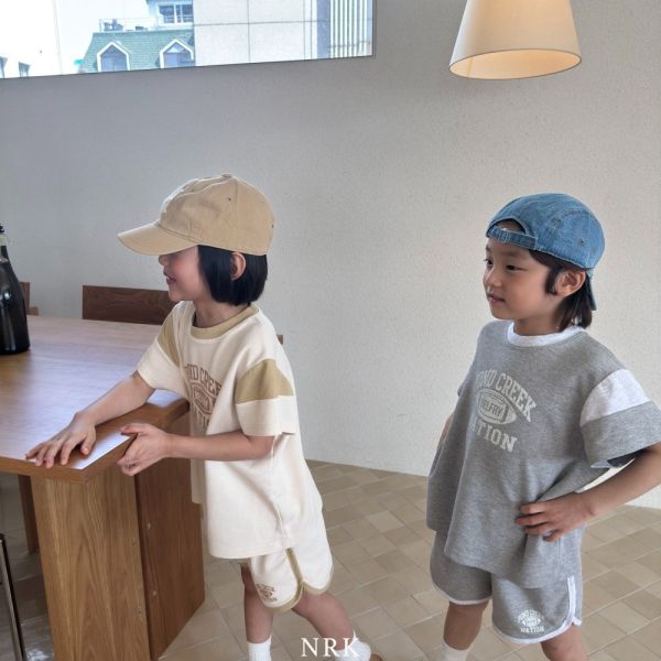 美式運動短袖套裝 韓國童裝,質感童裝,童裝推薦,韓系風格,男女童裝,韓風穿搭,韓國代購,韓國空運,親子穿搭