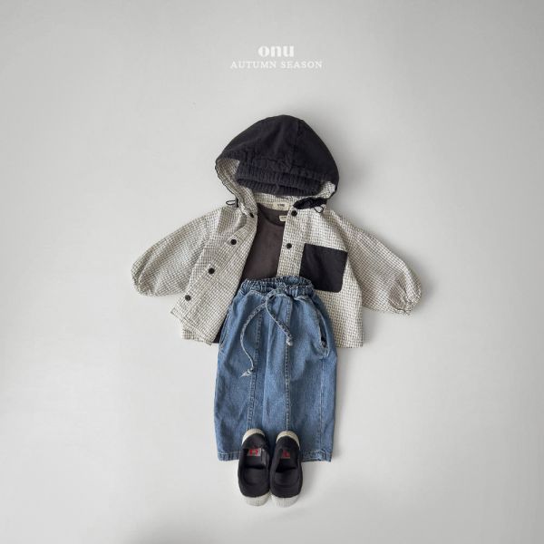 清新格紋連帽薄外套 