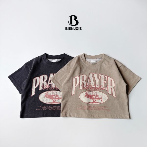 PRAYER短袖上衣 韓國童裝,質感童裝,童裝推薦,韓系風格,男女童裝,韓風穿搭,韓國代購,韓國空運,親子穿搭