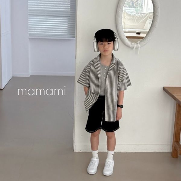 COZY直條紋棉麻襯衫套裝 韓國童裝,質感童裝,童裝推薦,韓系風格,男女童裝,韓風穿搭,韓國代購,韓國空運