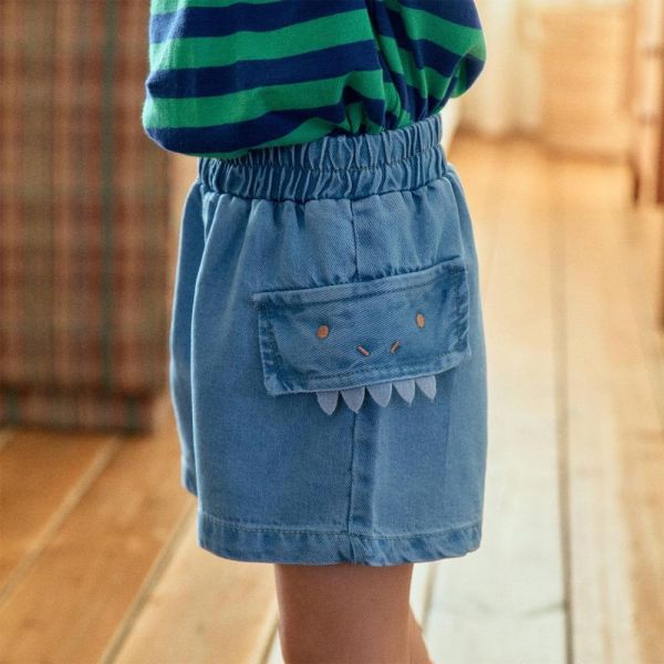 鯊魚牙齒立體口袋牛仔短褲 韓國童裝,男童夏裝,中性童裝,童裝推薦,2026夏季童裝,男童穿搭,韓系童裝,中性穿搭,韓國代購