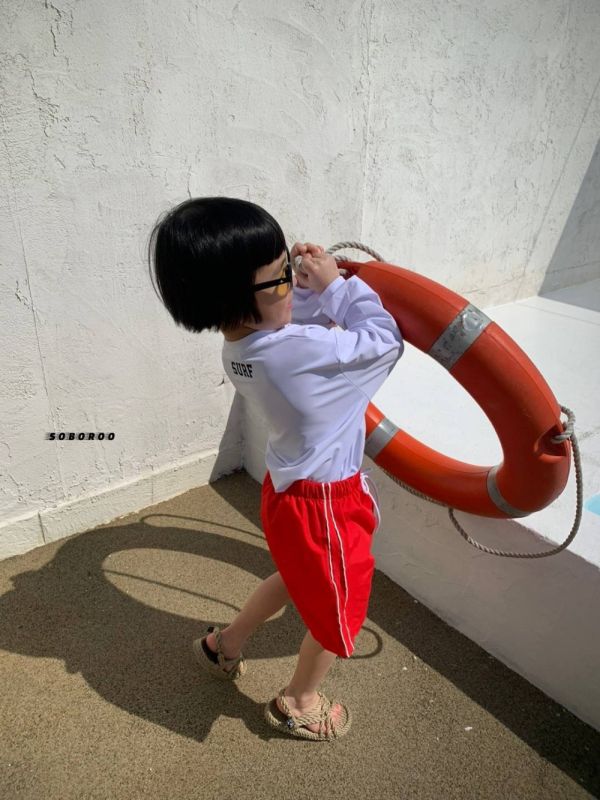 裝飾滾邊速乾沙灘褲 韓國童裝,兒童泳衣,韓國泳衣,防曬泳裝,夏日必備,戲水必備,沙灘褲