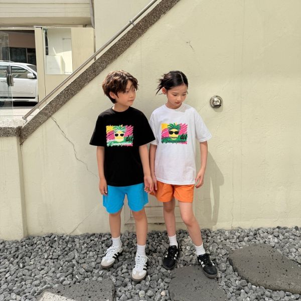 龐克鳳梨短袖上衣 韓國童裝,質感童裝,童裝推薦,韓系風格,男女童裝,韓風穿搭,韓國代購,韓國空運