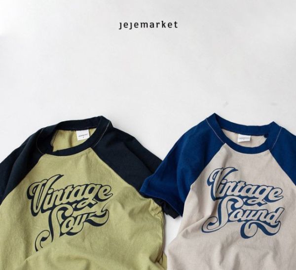 塗鴉VINTAGE插肩短袖上衣 韓國童裝,質感童裝,童裝推薦,韓系風格,男女童裝,韓風穿搭,韓國代購,韓國空運,童裝現貨