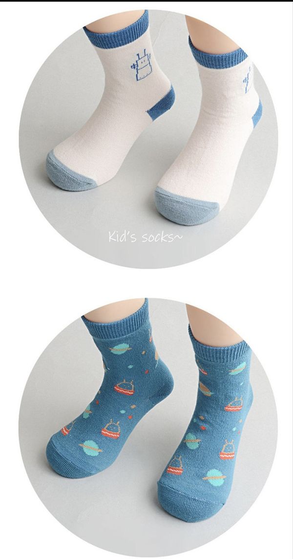 飛向宇宙短襪-五入組 韓國童裝,質感童裝,童裝推薦,韓系風格,男女童裝,韓風穿搭,韓國代購,韓國空運
