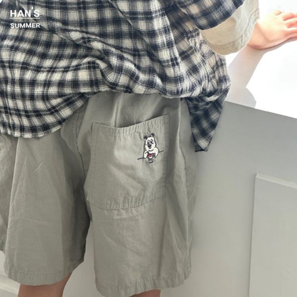 口袋狗狗刺繡五分短褲 韓國童裝,質感童裝,童裝推薦,韓系風格,男女童裝,韓風穿搭,韓國代購,韓國空運