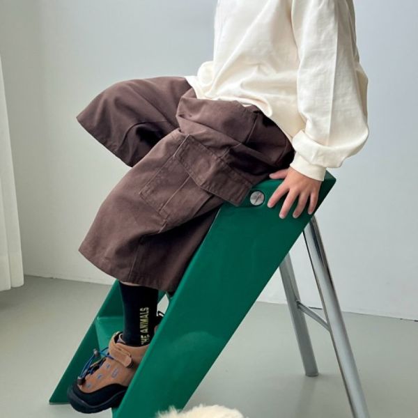 自然系工裝休閒8分長褲-咖啡 