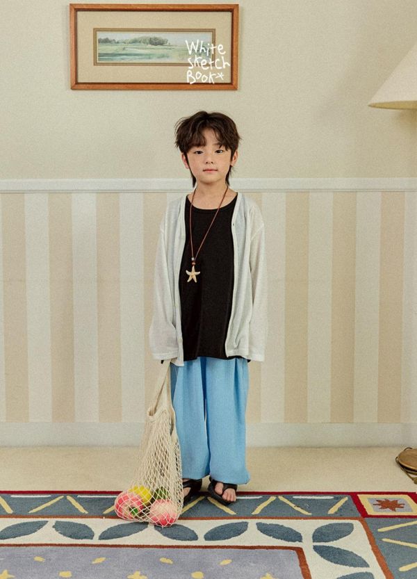 紋理皺褶縮口休閒長褲 韓國童裝,男童夏裝,中性童裝,童裝推薦,2026夏季童裝,男童穿搭,韓系童裝,中性穿搭,韓國代購