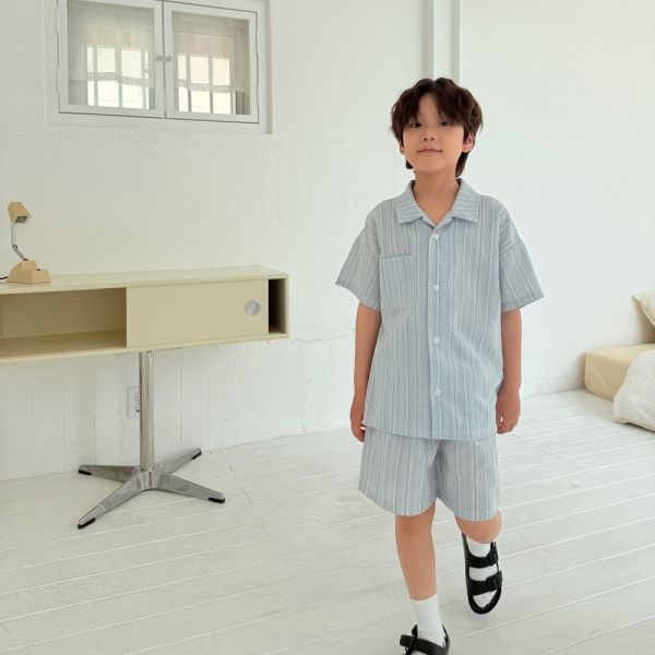 小紳士翻領襯衫套裝(可分開訂購) 韓國童裝,質感童裝,童裝推薦,韓系風格,男女童裝,韓風穿搭,韓國代購,韓國空運,童裝短褲