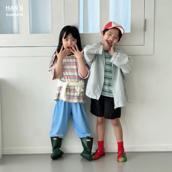 甜點色系條紋短袖上衣 韓國童裝,質感童裝,童裝推薦,韓系風格,男女童裝,韓風穿搭,韓國代購,韓國空運