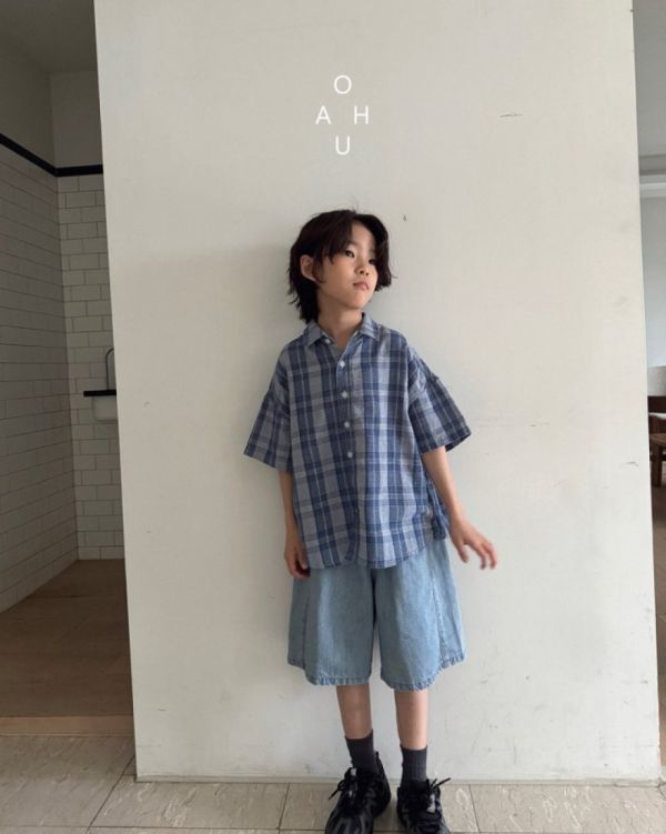 無印風翻領短袖上衣 韓國童裝,質感童裝,童裝推薦,韓系風格,男女童裝,韓風穿搭,韓國代購,韓國空運,親子穿搭