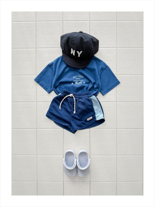 綁繩網眼運動短褲 韓國童裝,男童夏裝,中性童裝,童裝推薦,2026夏季童裝,男童穿搭,韓系童裝,中性穿搭,韓國代購