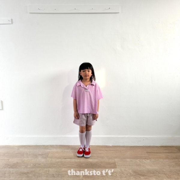 粉嫩色系細格休閒短褲 韓國童裝,質感童裝,童裝推薦,韓系風格,男女童裝,韓風穿搭,韓國代購,韓國空運,親子穿搭