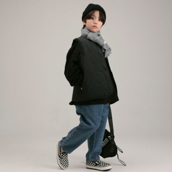 百搭基礎款磨毛牛仔長褲 