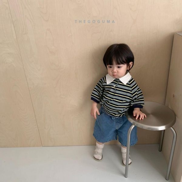 翻領落肩短袖上衣 韓國童裝,男童夏裝,中性童裝,童裝推薦,2026夏季童裝,男童穿搭,韓系童裝,中性穿搭,韓國代購