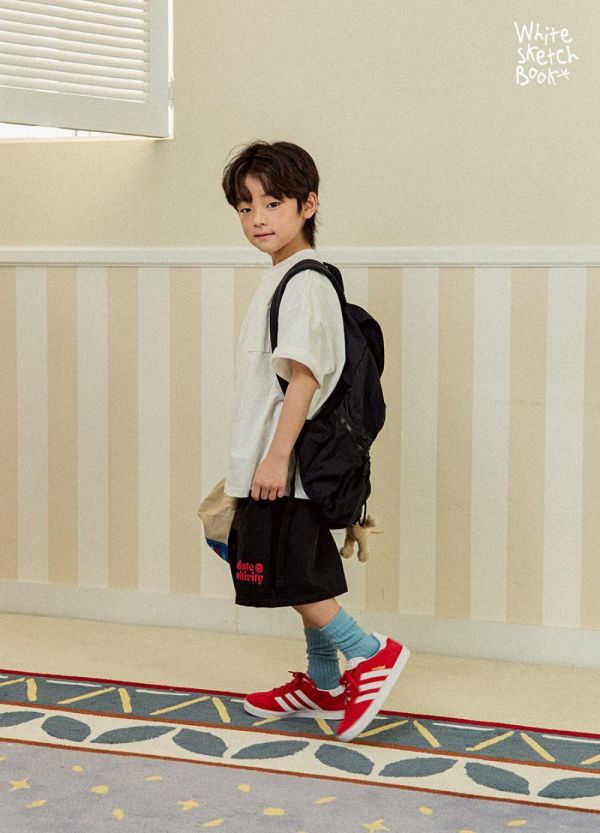 字母笑臉速乾休閒短褲 韓國童裝,男童夏裝,中性童裝,童裝推薦,2026夏季童裝,男童穿搭,韓系童裝,中性穿搭,韓國代購