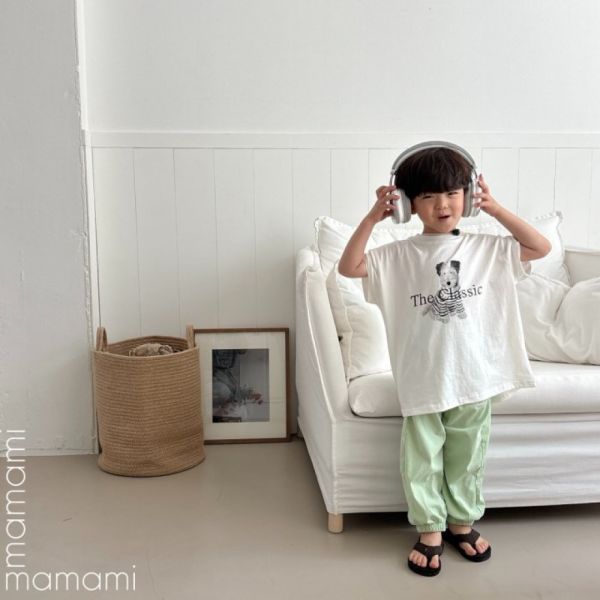 品牌小LOGO縮口舒服棉長褲 韓國童裝,質感童裝,童裝推薦,韓系風格,男女童裝,韓風穿搭,韓國代購,韓國空運