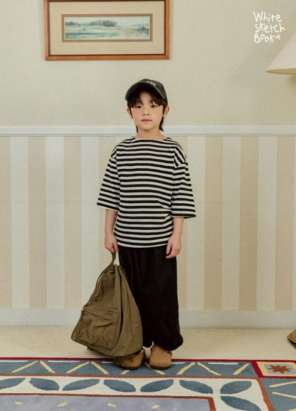 船領條紋七分短袖上衣 韓國童裝,男童夏裝,中性童裝,童裝推薦,2026夏季童裝,男童穿搭,韓系童裝,中性穿搭,韓國代購